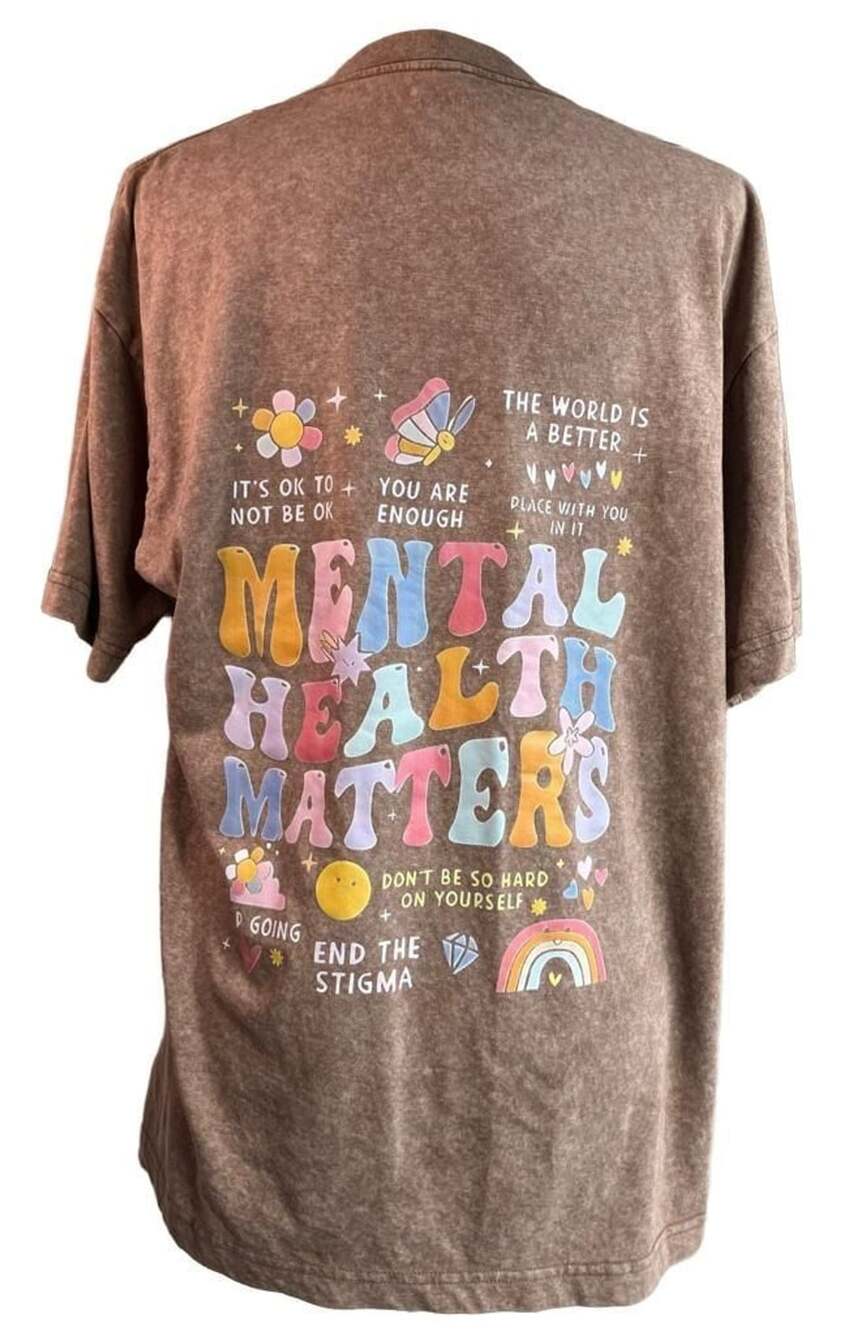 Unbranded Mental Health Matters T-Shirt Size M Brown Be Kind To Your Mind